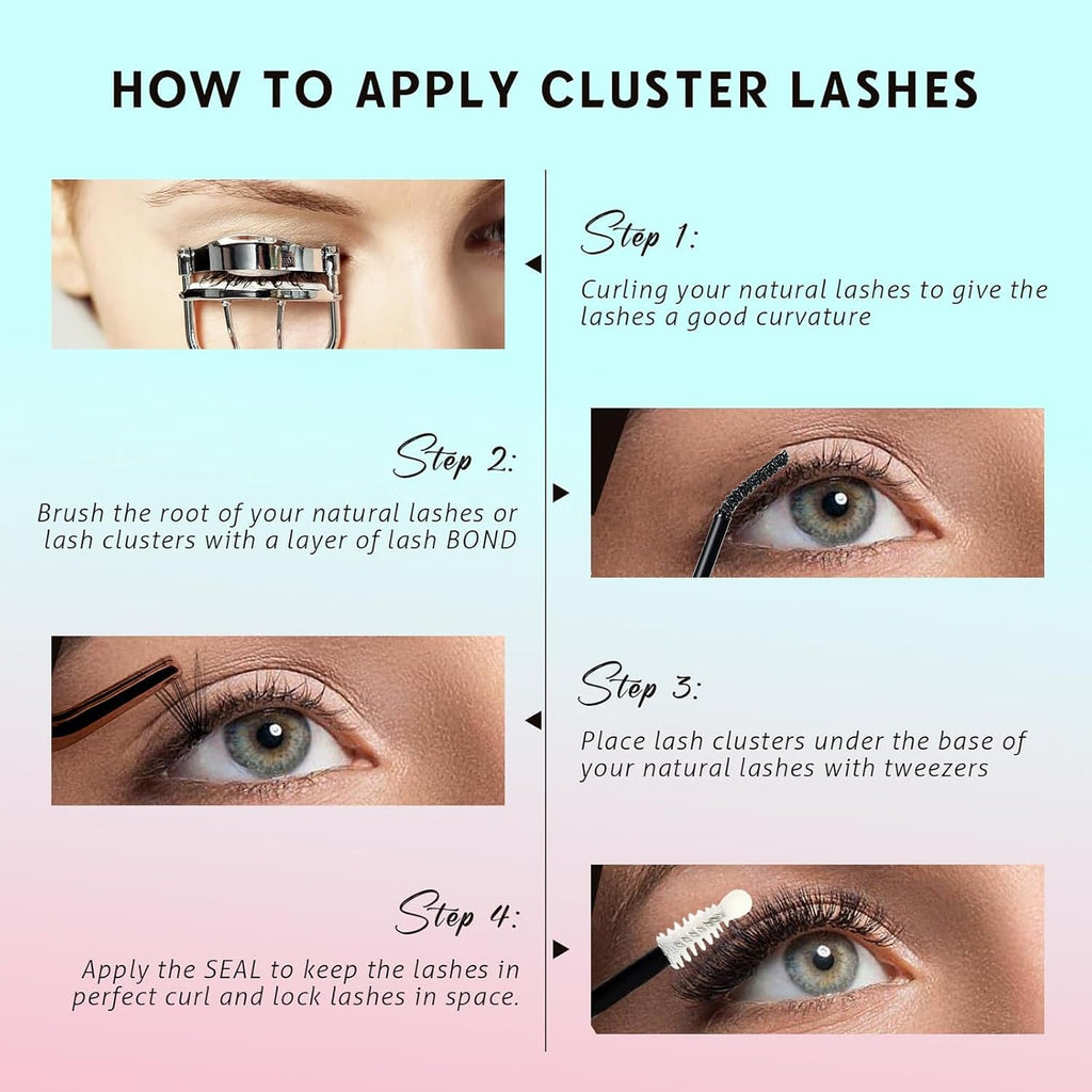 Lash Clusters Kit 80D Thick Lash Clusters Kit 10-18Mm Volume Eyelash Clusters D Curly Cluster Eyelash Extensions Kit 3D Wispy Lashes Clusters DIY Lash Extension Kit for Beginner(10-18Mm-80D Thick Kit)