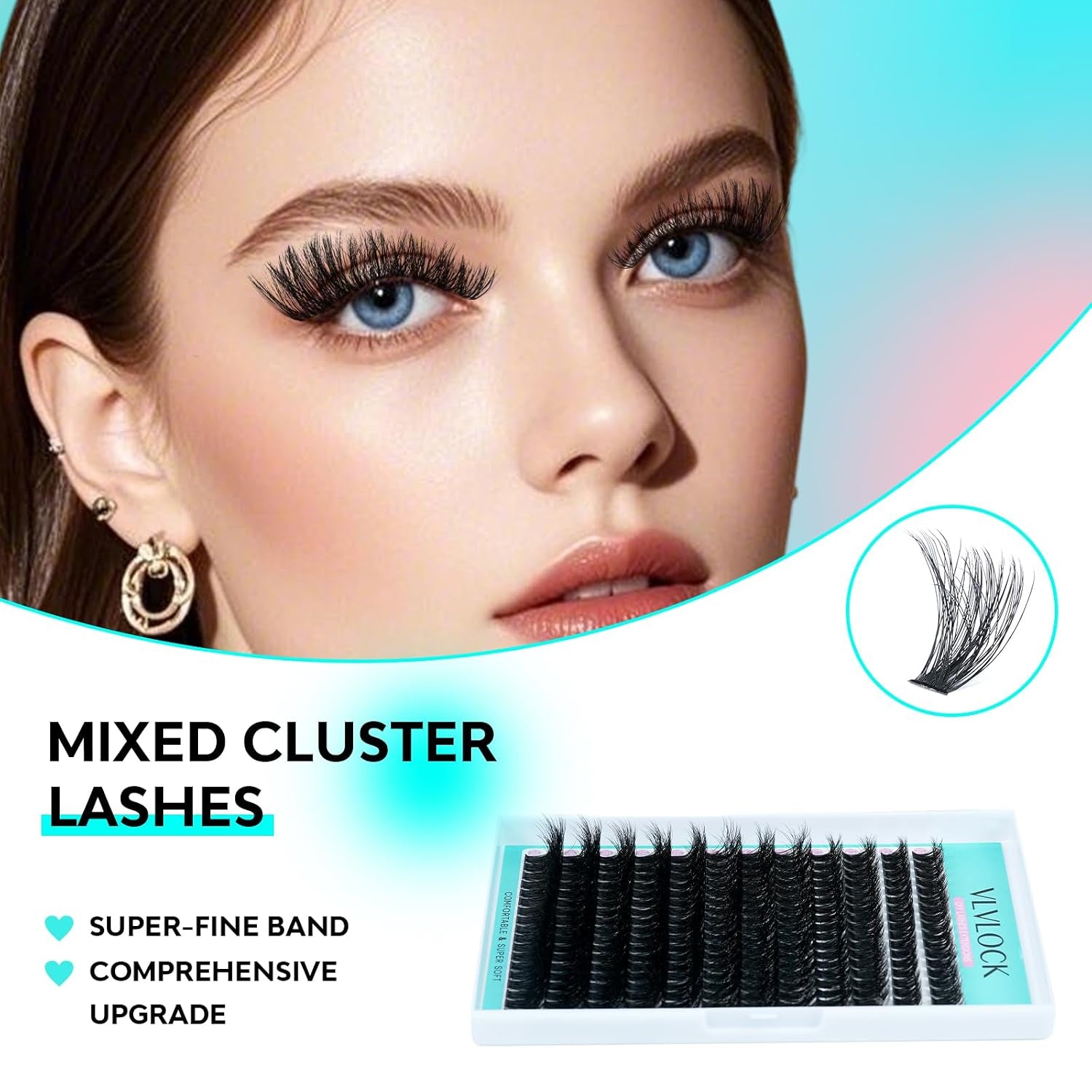 Lash Clusters Kit 80D Thick Lash Clusters Kit 10-18Mm Volume Eyelash Clusters D Curly Cluster Eyelash Extensions Kit 3D Wispy Lashes Clusters DIY Lash Extension Kit for Beginner(10-18Mm-80D Thick Kit)