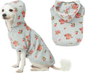 Floral Dog Hoodie, Rose Print Pullover Sweatshirt for Large Dogs, 22" Back Length, Lightweight Spring Outfit in Stylish Grey