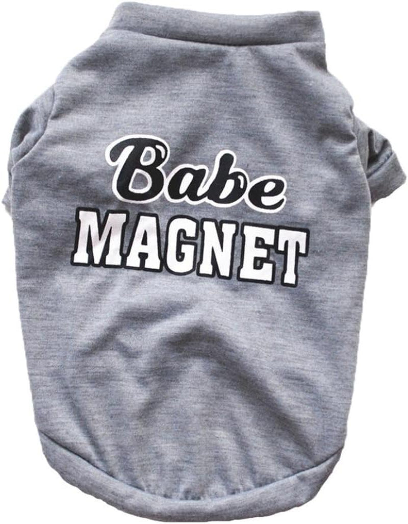 Pet Shirt, Wakeu Dog Cat Clothes Puppy Classic Vest Babe Magnet Patten T-Shirt Pet Summer Apparel (Gray, XS)