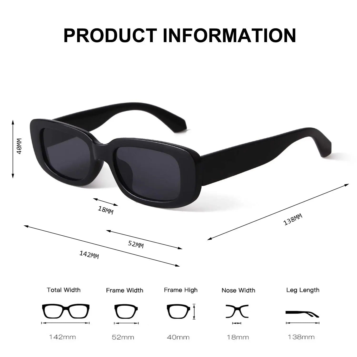 Rectangle Sunglasses for Women Retro Driving Glasses - 90S Vintage Narrow Square Frame - Aesthetic Fashion Eyewear for Streetwear & Travel