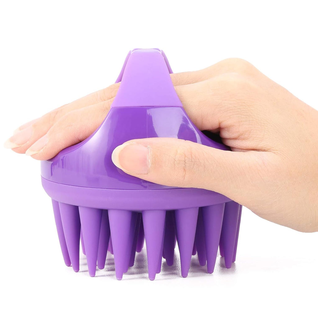 Silicone Scalp Scrubber Shampoo Brush with Extra Long Bristles, Hair Scalp Massager Scalp Brush for Hair Growth & Dandruff Removal - Purple