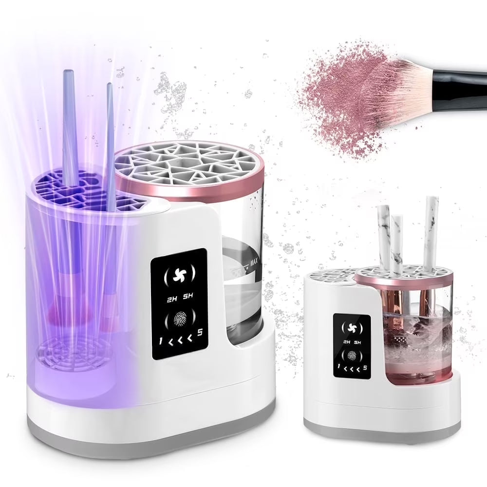 3 in 1 Electric Makeup Brush Cleaner and Dryer, Automatic USB Cosmetic Brush Cleaning Machine with Holder for Deep Cleaning Makeup Brushes, Portable Beauty Essential for Travel Daily Use