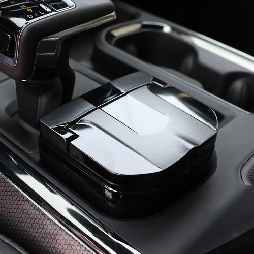 Car Ashtray with Lid - Detachable Non-Cup Holder Design, Stainless Steel Liner Compatible with Chevy Silverado/Gmc Sierra 2023-2025, Smoking Accessories with Cigarette Holder Matching Interior.