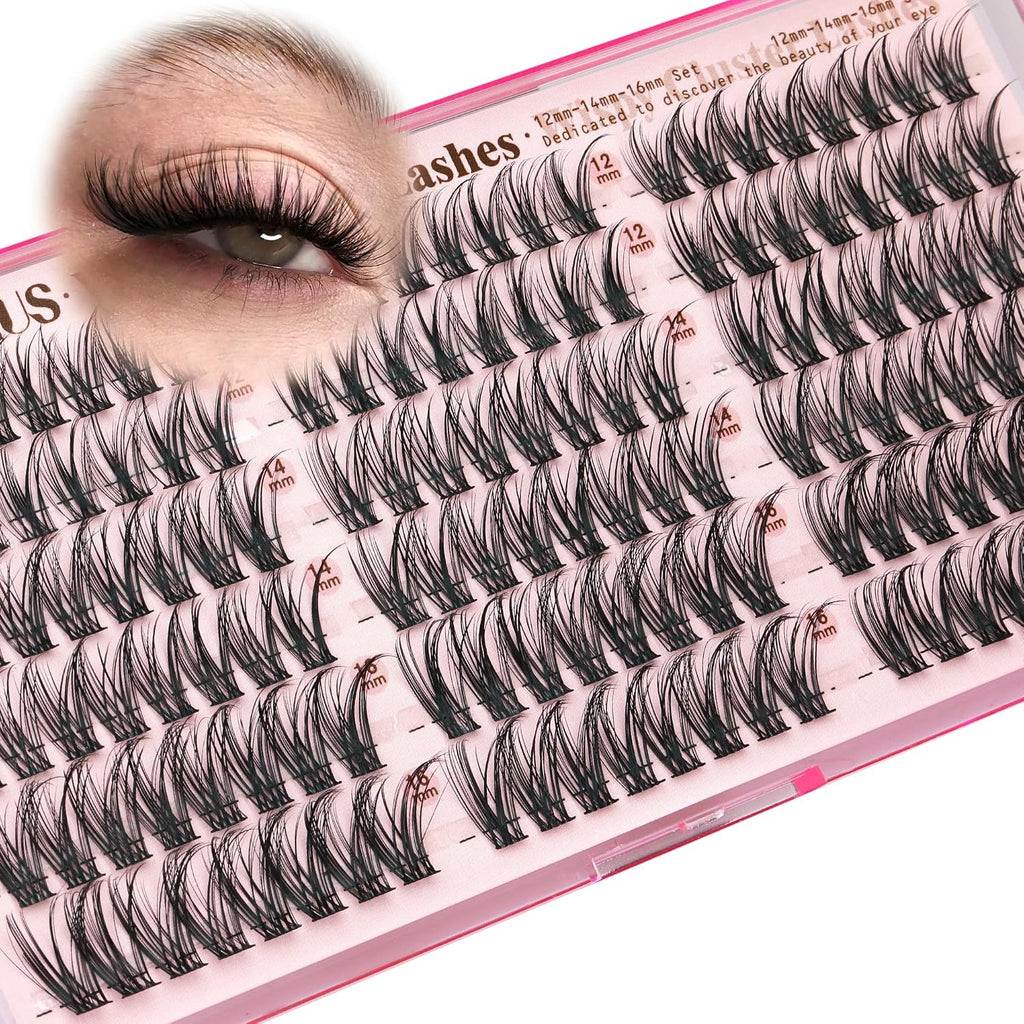 Wispy Natural Lash Clusters CC Curl DIY Cluster Eyelash Extensions for Clean Makeup, Individual False Eyelashes Cat Eye Lash Clusters
