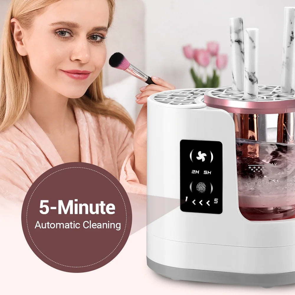 3 in 1 Electric Makeup Brush Cleaner and Dryer, Automatic USB Cosmetic Brush Cleaning Machine with Holder for Deep Cleaning Makeup Brushes, Portable Beauty Essential for Travel Daily Use