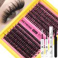 DIY Lash Extension Kit Volume Lash Clusters 40D+50D Individual Lashes Lash Clusters Kit Thick Eyelash Extension Kit Thin Band Lashes Cluster Lash Bond and Seal Tweezers(40D+50D 10-18MM Kit)