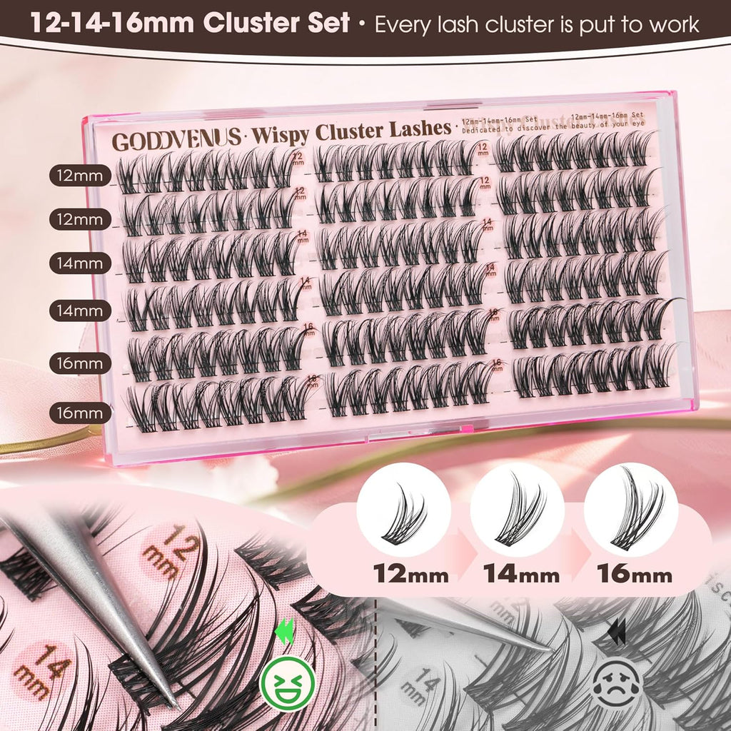 Wispy Natural Lash Clusters CC Curl DIY Cluster Eyelash Extensions for Clean Makeup, Individual False Eyelashes Cat Eye Lash Clusters