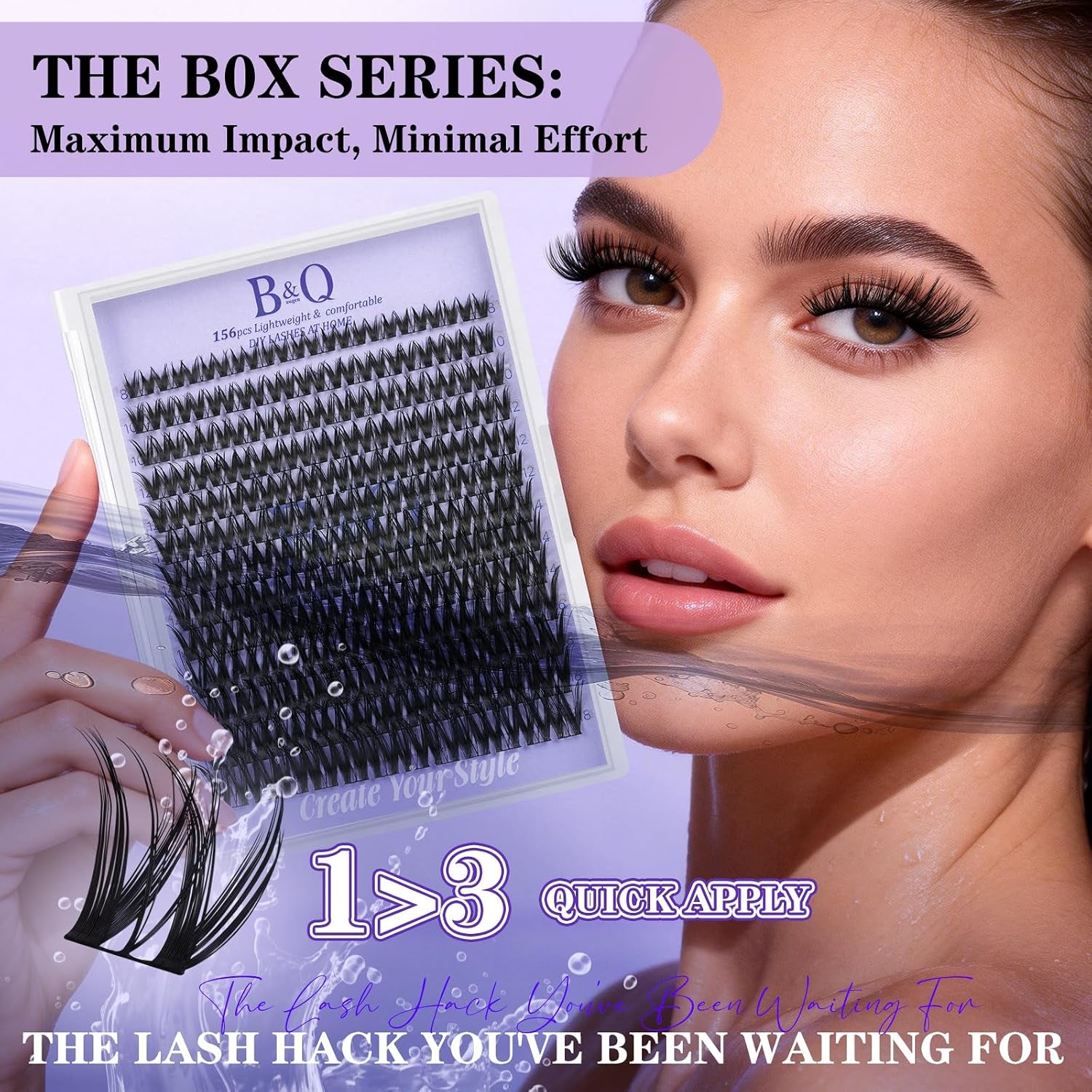 B&Q Flora Lash Clusters Kit 156PCS Flaunt Eyelash Clusters Medium Dramatic | Natural Lash Cluster Spider Lashes D-Curl Wet Look 8-18MIX All-In-One Lash Extension Kit for Sensitive Eyes Beginner-Friendly
