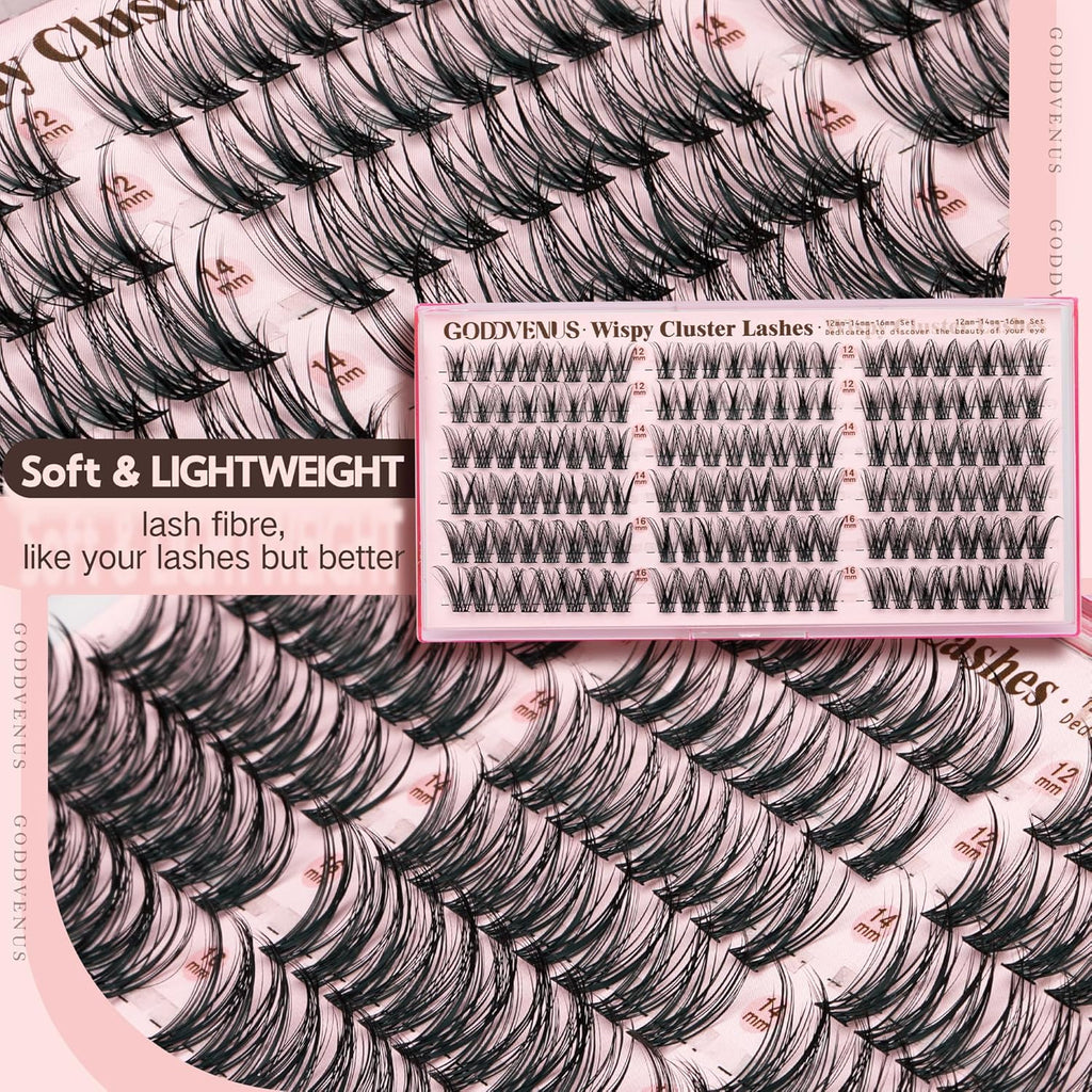 Wispy Natural Lash Clusters CC Curl DIY Cluster Eyelash Extensions for Clean Makeup, Individual False Eyelashes Cat Eye Lash Clusters