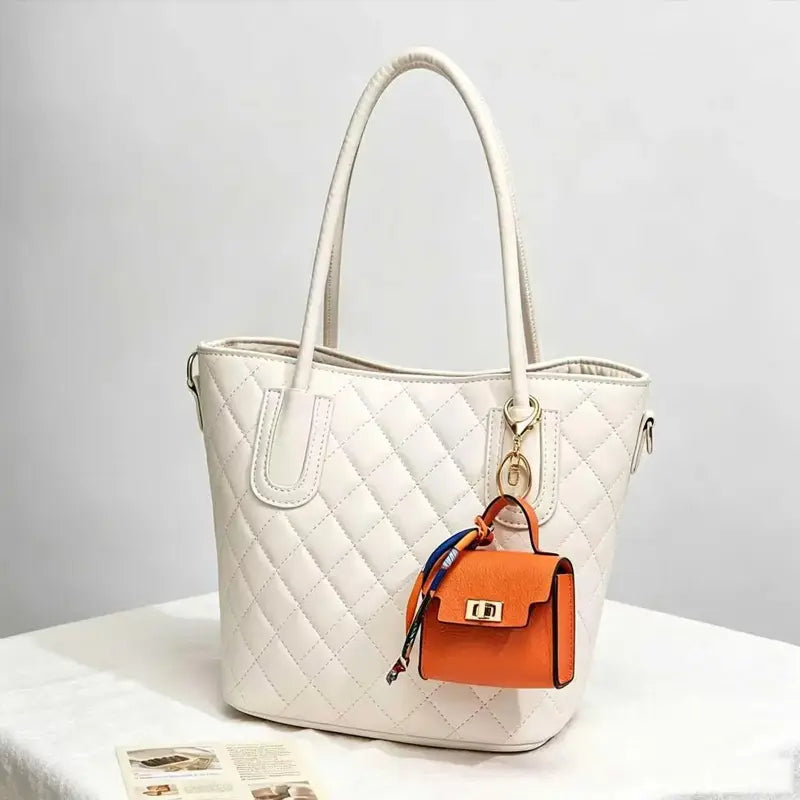 Mini Square Bag Pendant Keychain - High Quality Leather with Colorful Strap, Cute Car Keychain & Bag Charm Accessory