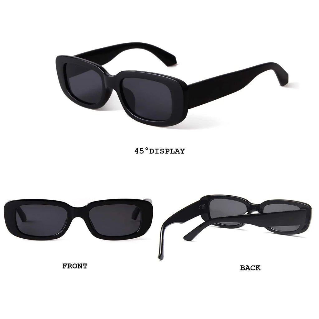 Rectangle Sunglasses for Women Retro Driving Glasses - 90S Vintage Narrow Square Frame - Aesthetic Fashion Eyewear for Streetwear & Travel