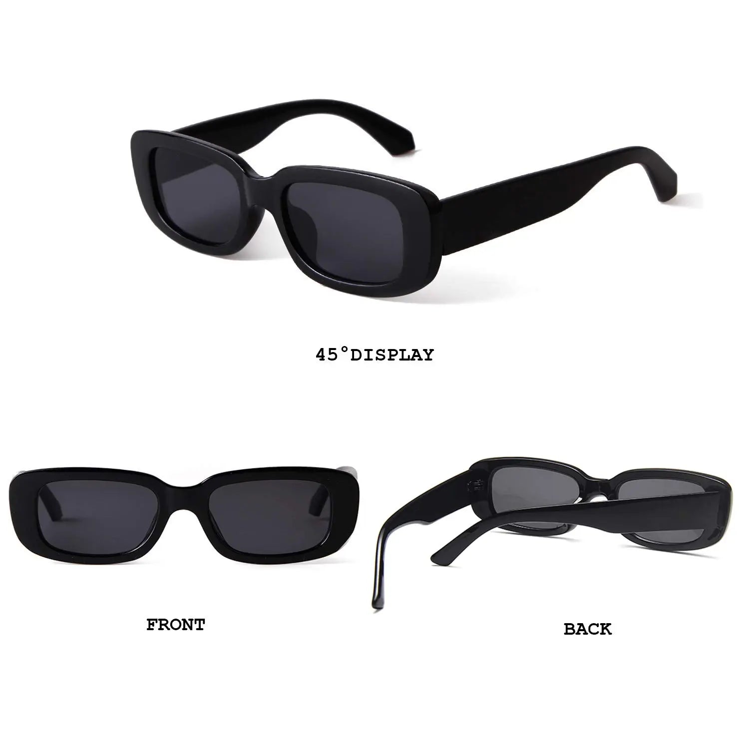 Rectangle Sunglasses for Women Retro Driving Glasses - 90S Vintage Narrow Square Frame - Aesthetic Fashion Eyewear for Streetwear & Travel