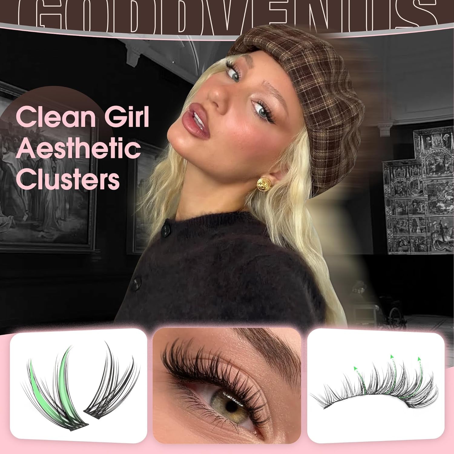 Wispy Natural Lash Clusters CC Curl DIY Cluster Eyelash Extensions for Clean Makeup, Individual False Eyelashes Cat Eye Lash Clusters