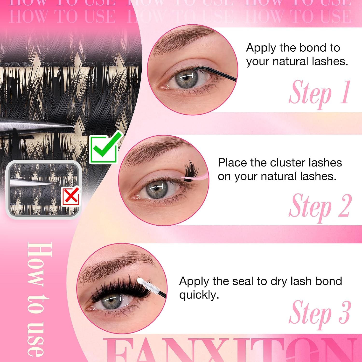Manga Volume Lash Clusters Kit, Spiky D Curl 10-18Mm with Bond and Seal | Thick Fluffy Fibers, Lash Tweezers and Brush for a Complete DIY Routine