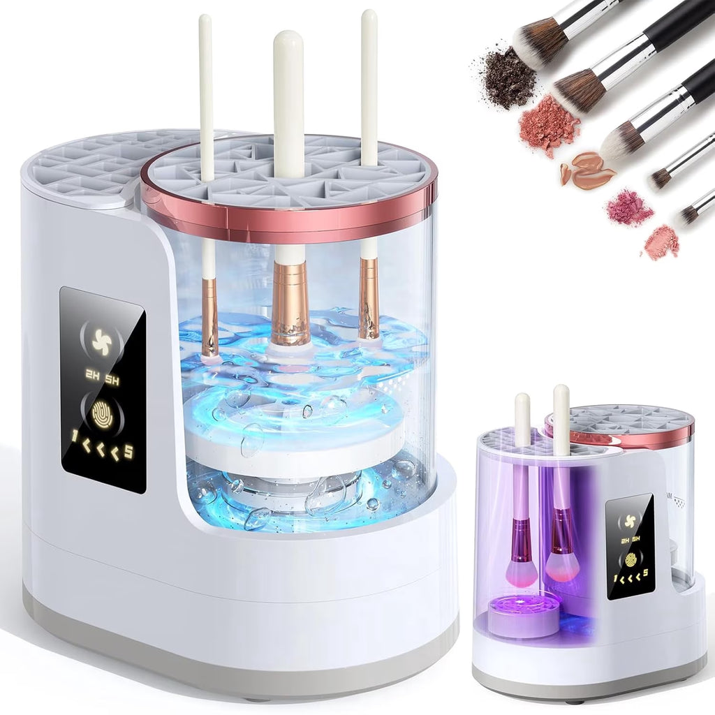3 in 1 Electric Makeup Brush Cleaner and Dryer, Automatic USB Cosmetic Brush Cleaning Machine with Holder for Deep Cleaning Makeup Brushes, Portable Beauty Essential for Travel Daily Use
