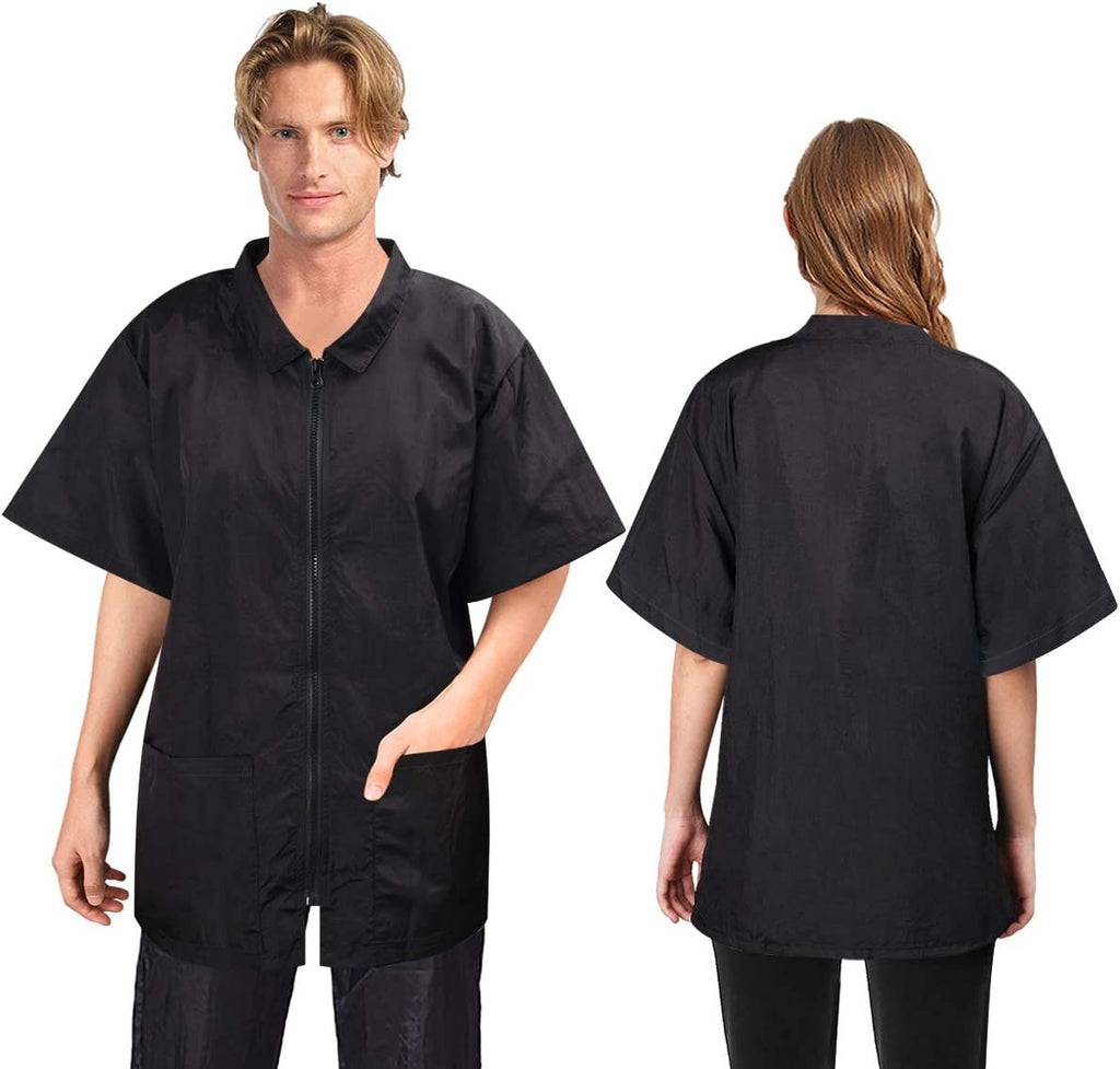 Pet Groomer Jacket with Full Zipper, M Size, Stain & Hair against Salon Jacket, Pet Smock for Pet Beautician Work, Dog Cat Grooming Cloth Apron, Cosmetology Uniforms for Men and Women