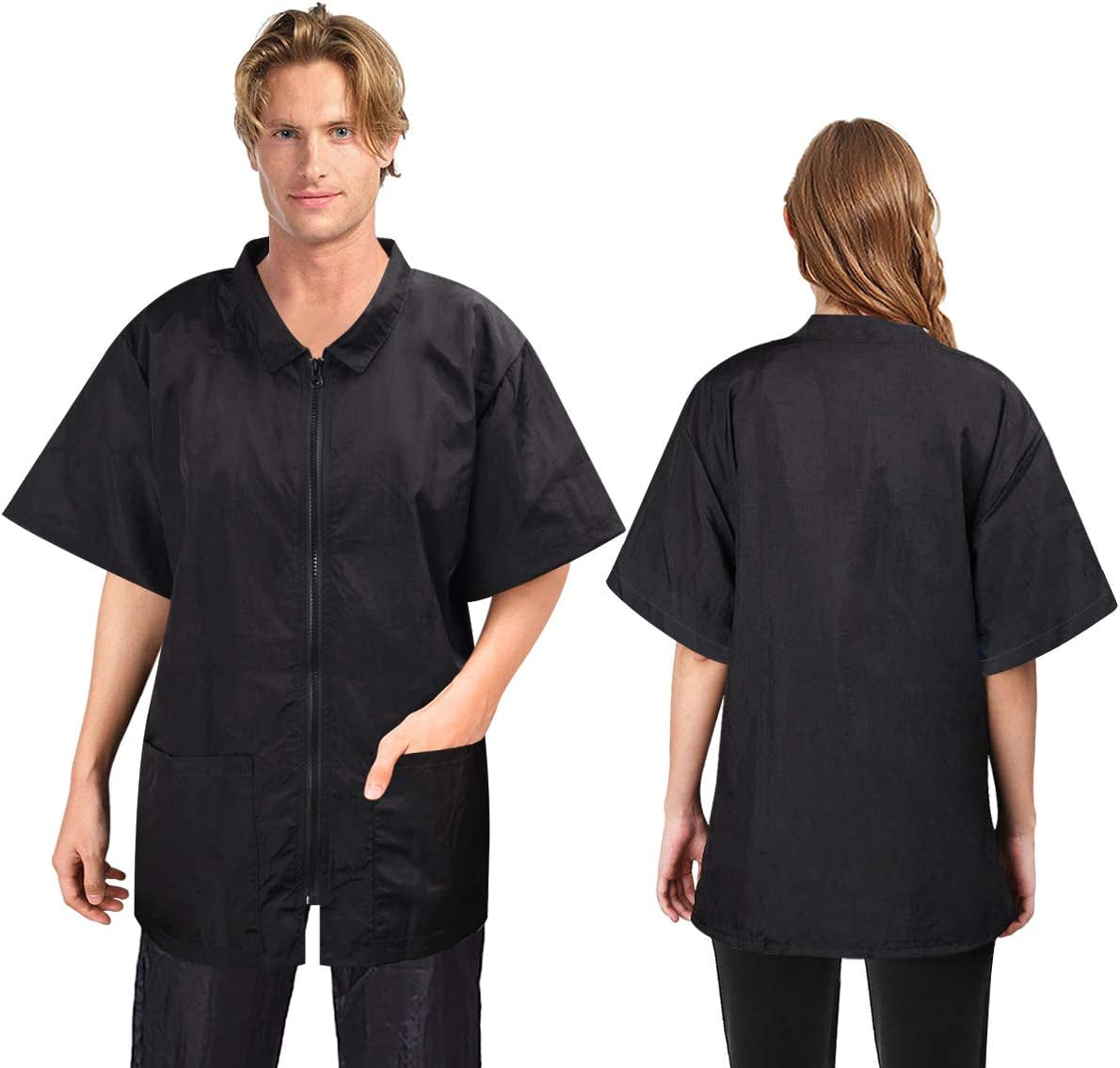 Pet Groomer Jacket with Full Zipper, M Size, Stain & Hair against Salon Jacket, Pet Smock for Pet Beautician Work, Dog Cat Grooming Cloth Apron, Cosmetology Uniforms for Men and Women