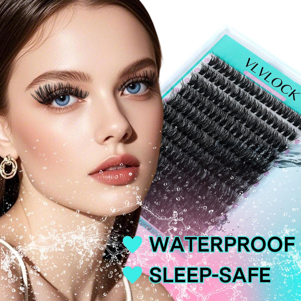 Lash Clusters Kit 80D Thick Lash Clusters Kit 10-18Mm Volume Eyelash Clusters D Curly Cluster Eyelash Extensions Kit 3D Wispy Lashes Clusters DIY Lash Extension Kit for Beginner(10-18Mm-80D Thick Kit)