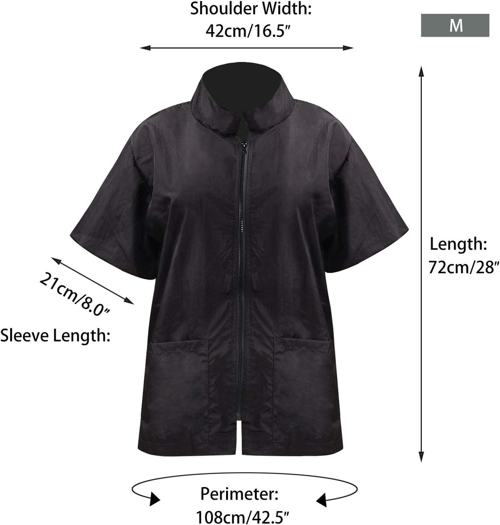 Pet Groomer Jacket with Full Zipper, M Size, Stain & Hair against Salon Jacket, Pet Smock for Pet Beautician Work, Dog Cat Grooming Cloth Apron, Cosmetology Uniforms for Men and Women
