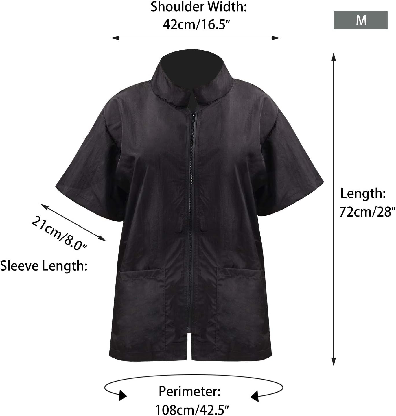 Pet Groomer Jacket with Full Zipper, M Size, Stain & Hair against Salon Jacket, Pet Smock for Pet Beautician Work, Dog Cat Grooming Cloth Apron, Cosmetology Uniforms for Men and Women