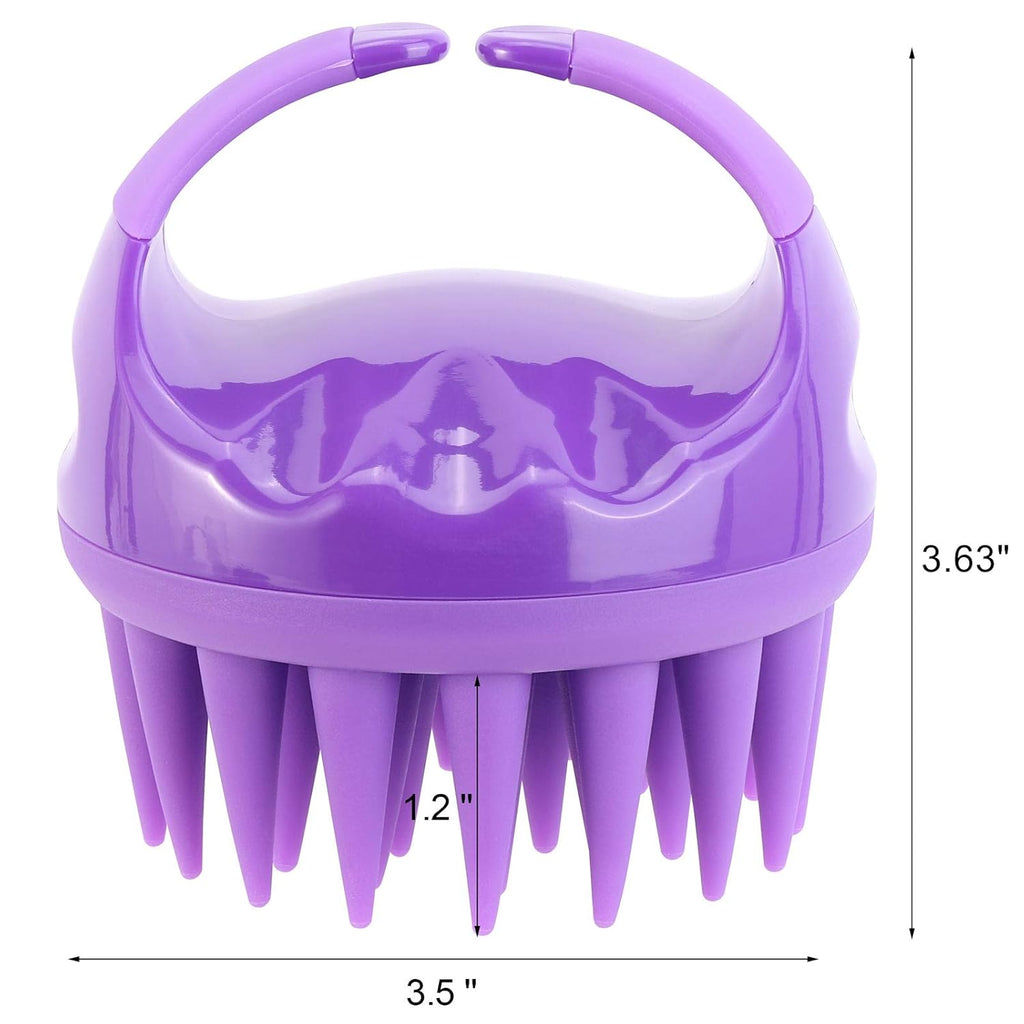 Silicone Scalp Scrubber Shampoo Brush with Extra Long Bristles, Hair Scalp Massager Scalp Brush for Hair Growth & Dandruff Removal - Purple
