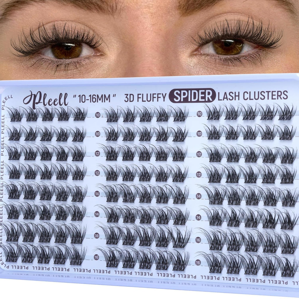 Natural Fluffy Lash Clusters 10-16MM Wispy Eyelash Clusters D Curl Lashes Clusters Invisible Band Cluster Eyelash Extensions Easy Application Cluster Lashes Soft Volume Individual Lashes by
