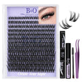 B&Q Flora Lash Clusters Kit 156PCS Flaunt Eyelash Clusters Medium Dramatic | Natural Lash Cluster Spider Lashes D-Curl Wet Look 8-18MIX All-In-One Lash Extension Kit for Sensitive Eyes Beginner-Friendly