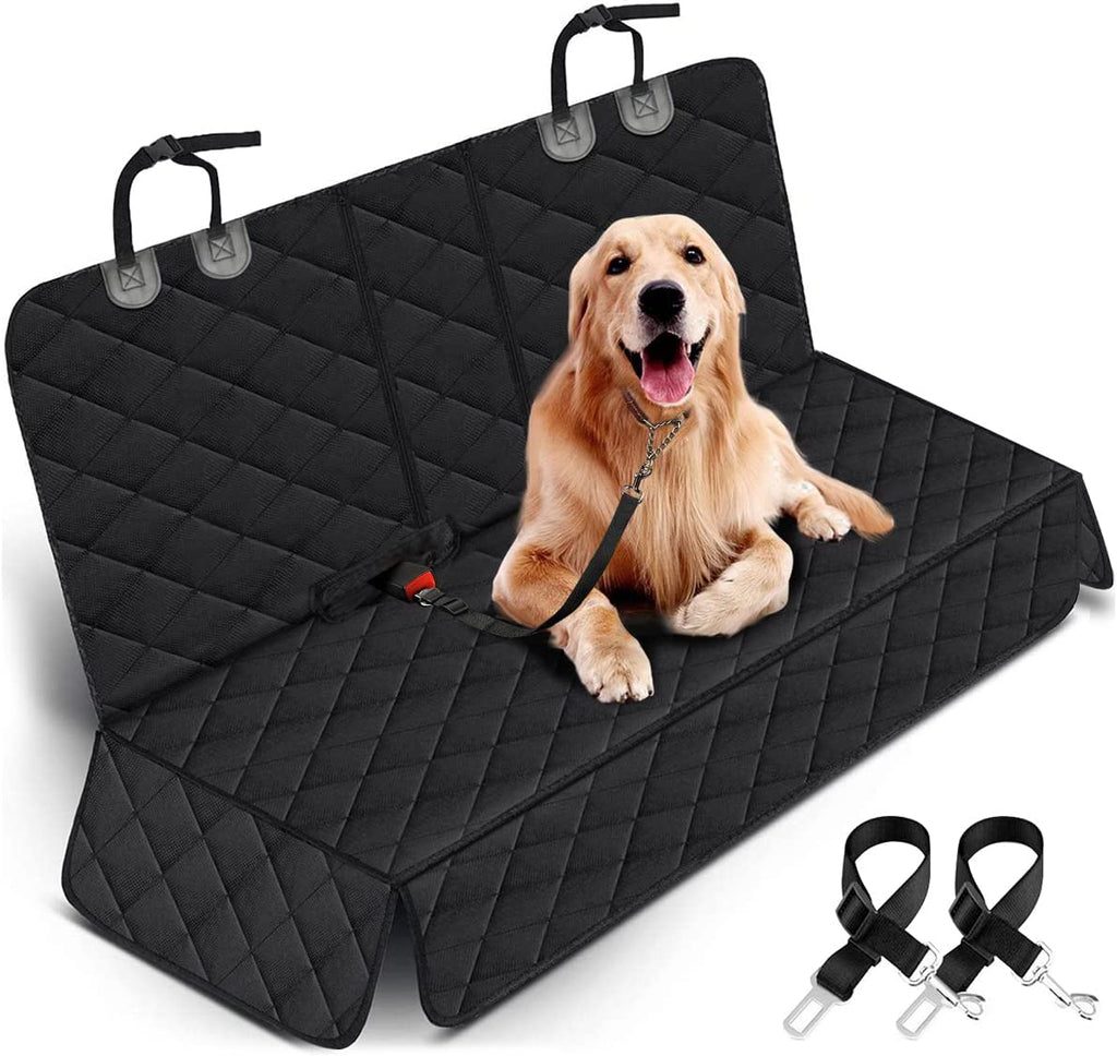 Dog Car Seat Cover, Back Seat Cover for Dogs Pet Car Seat Protector | Waterproof Rear Seat Cover Durable Car Seat Cover, Fits Middle Armrest for Most Cars Suvs Trucks (53” Width)- Black