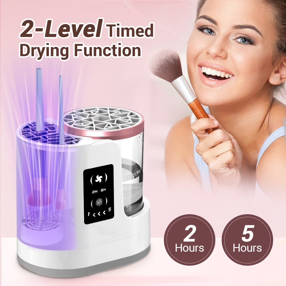3 in 1 Electric Makeup Brush Cleaner and Dryer, Automatic USB Cosmetic Brush Cleaning Machine with Holder for Deep Cleaning Makeup Brushes, Portable Beauty Essential for Travel Daily Use