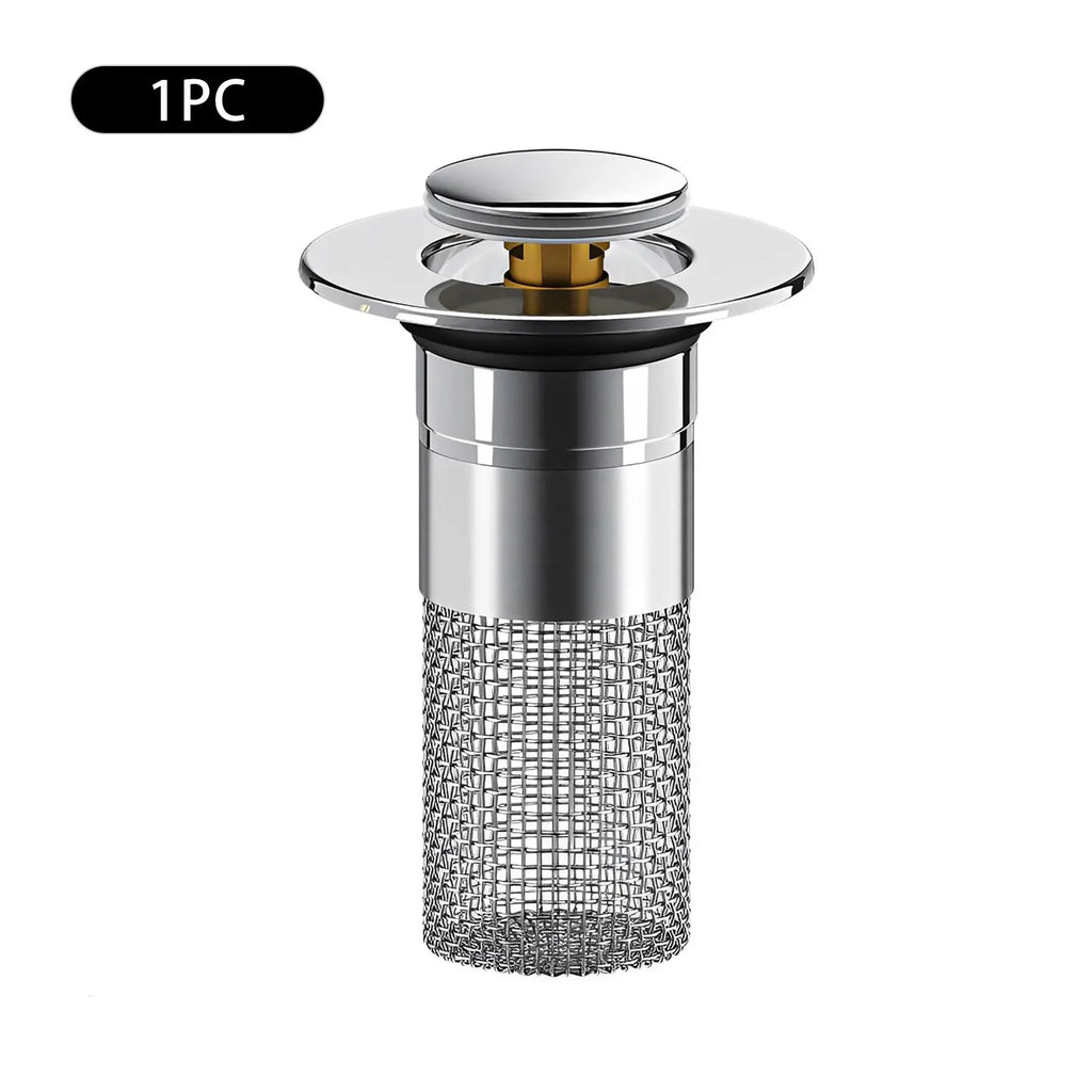 Bathroom Sink Drain Strainer, Pop up Sink Drain Filter Withremovable Stainless Steel Filter Basket Hair Catcher,Bathroom Sink Drain Stopper, for Us Bathroom Sink Stopperreplacement