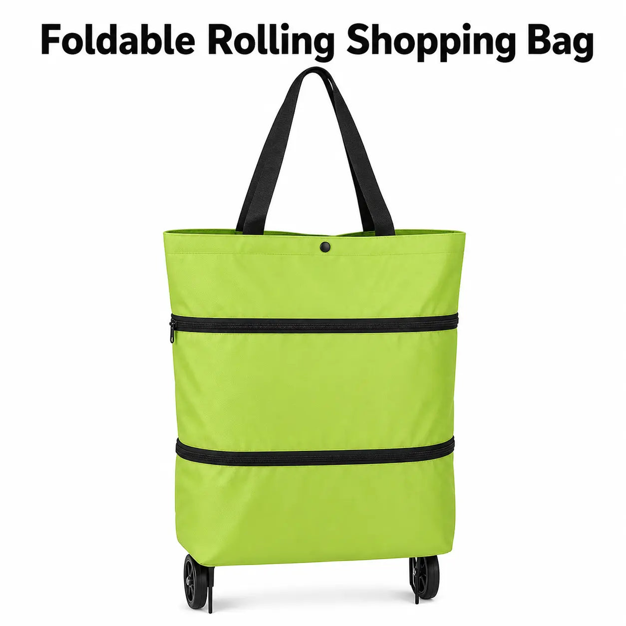 Foldable Rolling Shopping Bag with Wheels, Reusable Grocery Tote Cart, Lightweight Oxford Cloth Shopping Bag with Handles for Groceries, Laundry, Travel and Errands