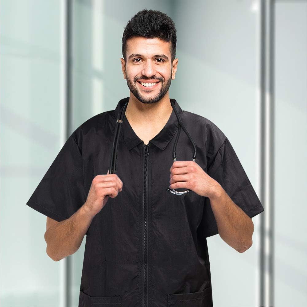 Pet Groomer Jacket with Full Zipper, M Size, Stain & Hair against Salon Jacket, Pet Smock for Pet Beautician Work, Dog Cat Grooming Cloth Apron, Cosmetology Uniforms for Men and Women