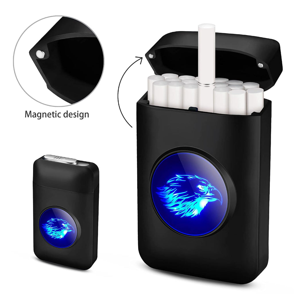 XL666 Cigarette Case with Lighter, 18Pcs 84Mm King Size Cigarettes Holder, Smell Proof, LED Screen, Father'S Day Gift for Men Dad