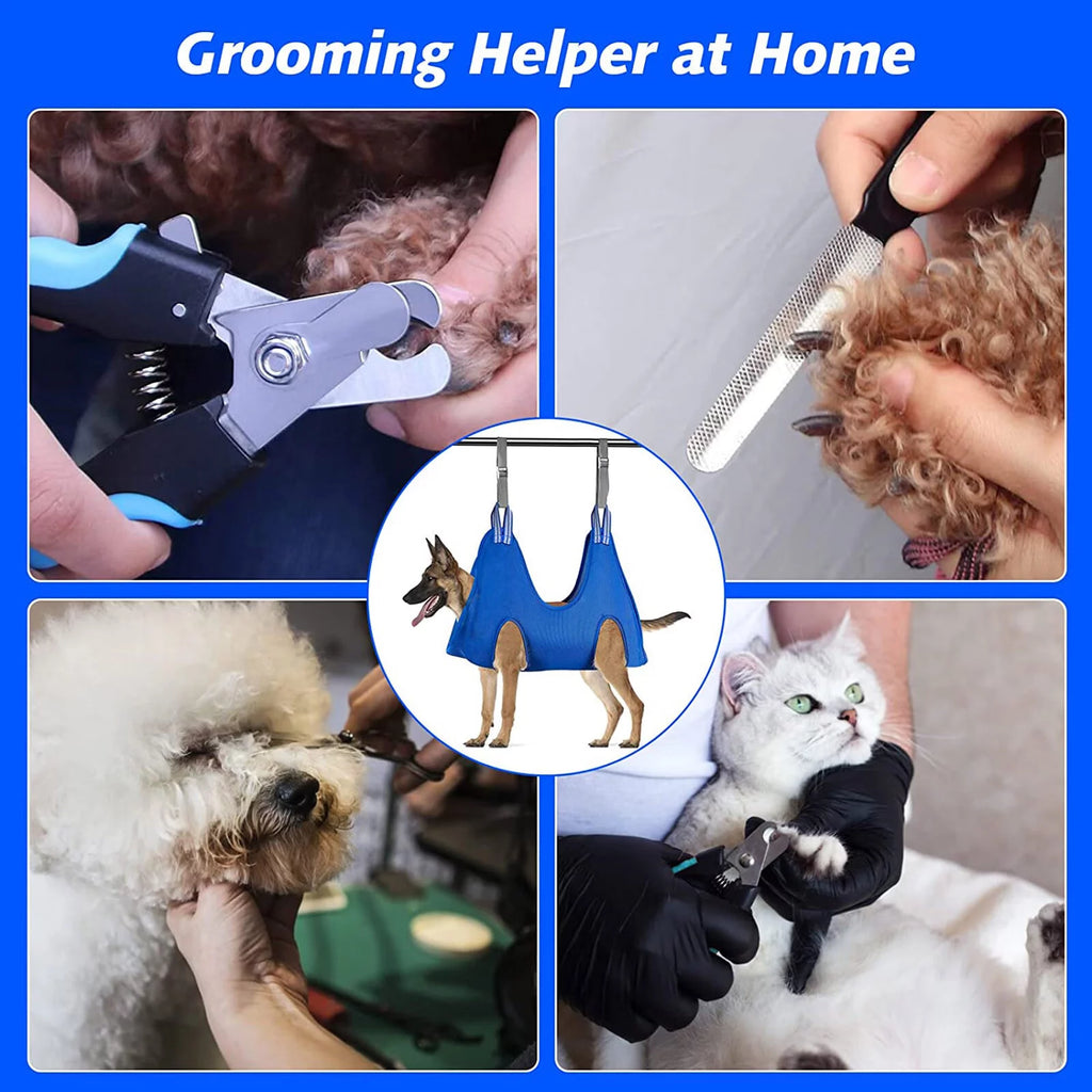 Sehao Pet Grooming for Dog Grooming Harness for Nail Trimming Pet Grooming Sling Helper Holder Pet Accessories Blue L