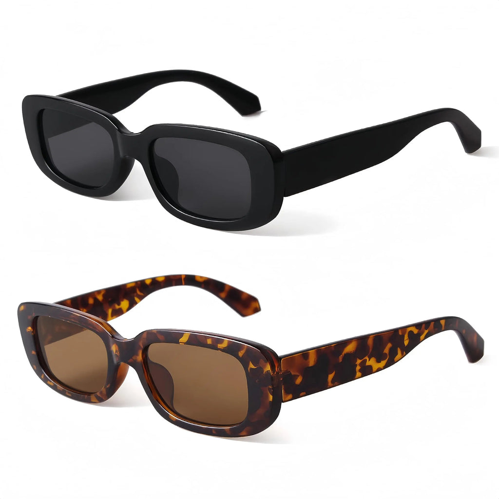 Rectangle Sunglasses for Women Retro Driving Glasses - 90S Vintage Narrow Square Frame - Aesthetic Fashion Eyewear for Streetwear & Travel