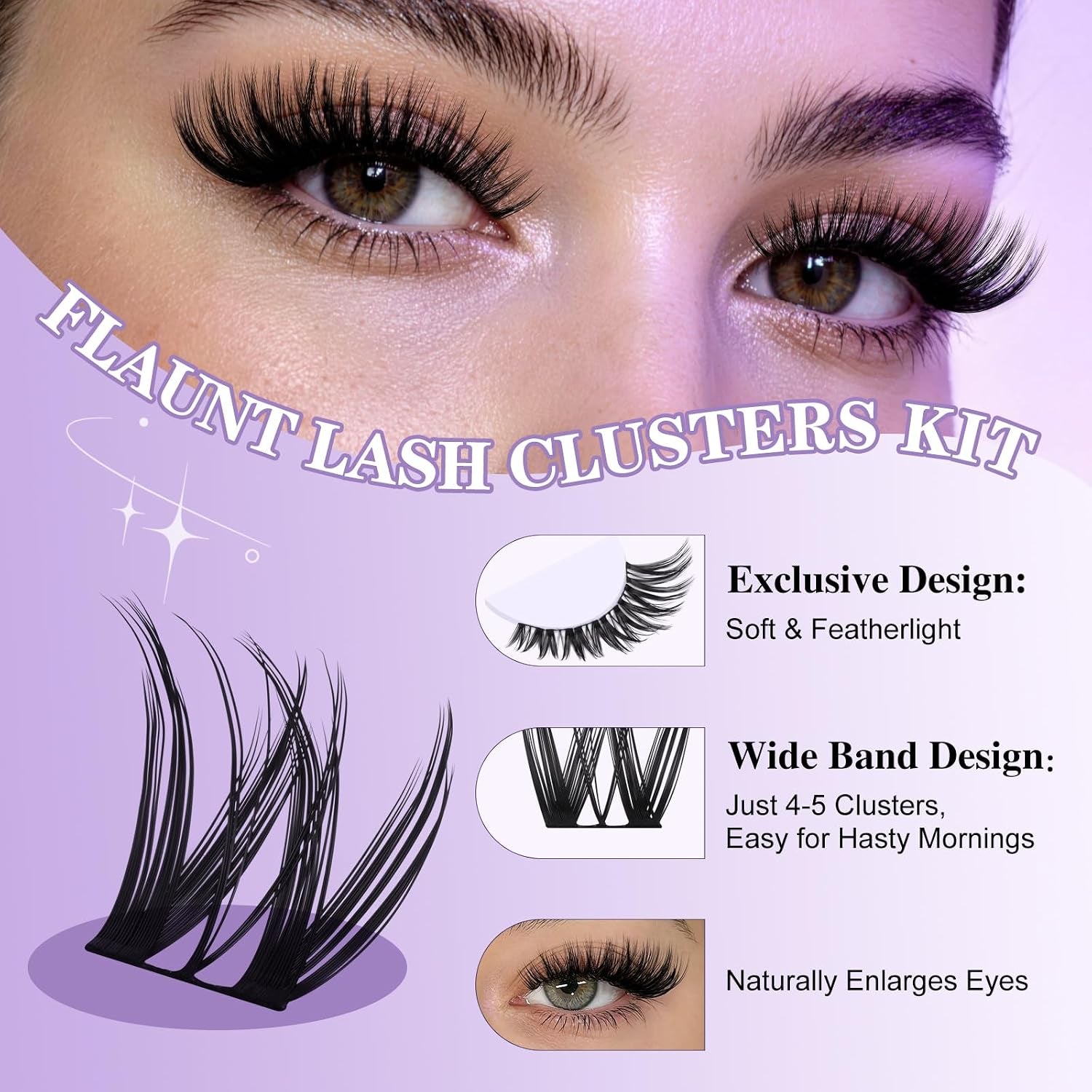 B&Q Flora Lash Clusters Kit 156PCS Flaunt Eyelash Clusters Medium Dramatic | Natural Lash Cluster Spider Lashes D-Curl Wet Look 8-18MIX All-In-One Lash Extension Kit for Sensitive Eyes Beginner-Friendly