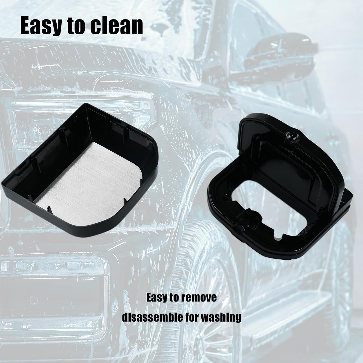 Car Ashtray with Lid - Detachable Non-Cup Holder Design, Stainless Steel Liner Compatible with Chevy Silverado/Gmc Sierra 2023-2025, Smoking Accessories with Cigarette Holder Matching Interior.