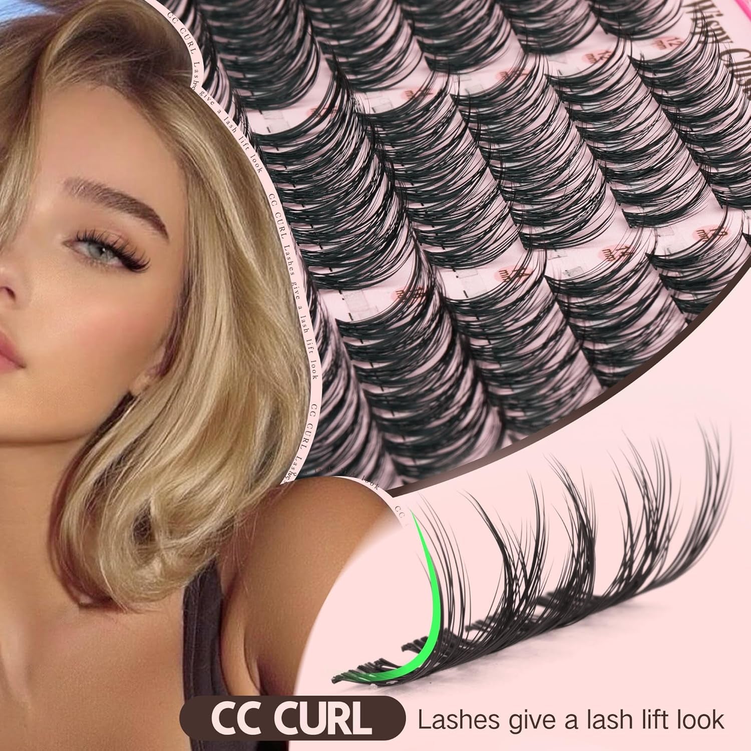 Wispy Natural Lash Clusters CC Curl DIY Cluster Eyelash Extensions for Clean Makeup, Individual False Eyelashes Cat Eye Lash Clusters