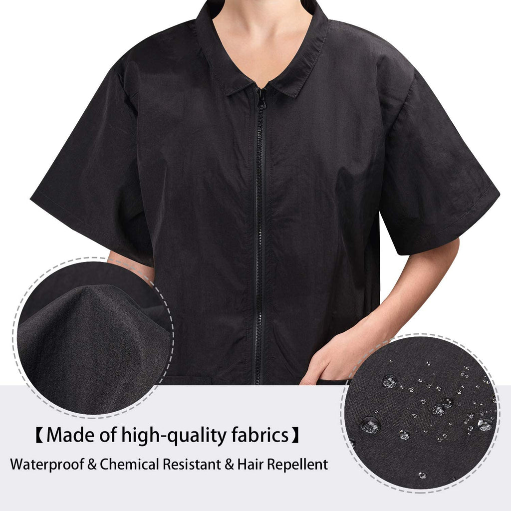 Pet Groomer Jacket with Full Zipper, M Size, Stain & Hair against Salon Jacket, Pet Smock for Pet Beautician Work, Dog Cat Grooming Cloth Apron, Cosmetology Uniforms for Men and Women