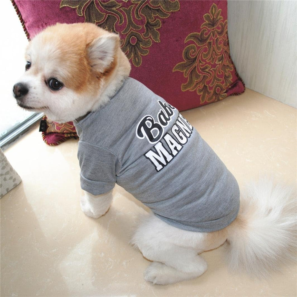 Pet Shirt, Wakeu Dog Cat Clothes Puppy Classic Vest Babe Magnet Patten T-Shirt Pet Summer Apparel (Gray, XS)