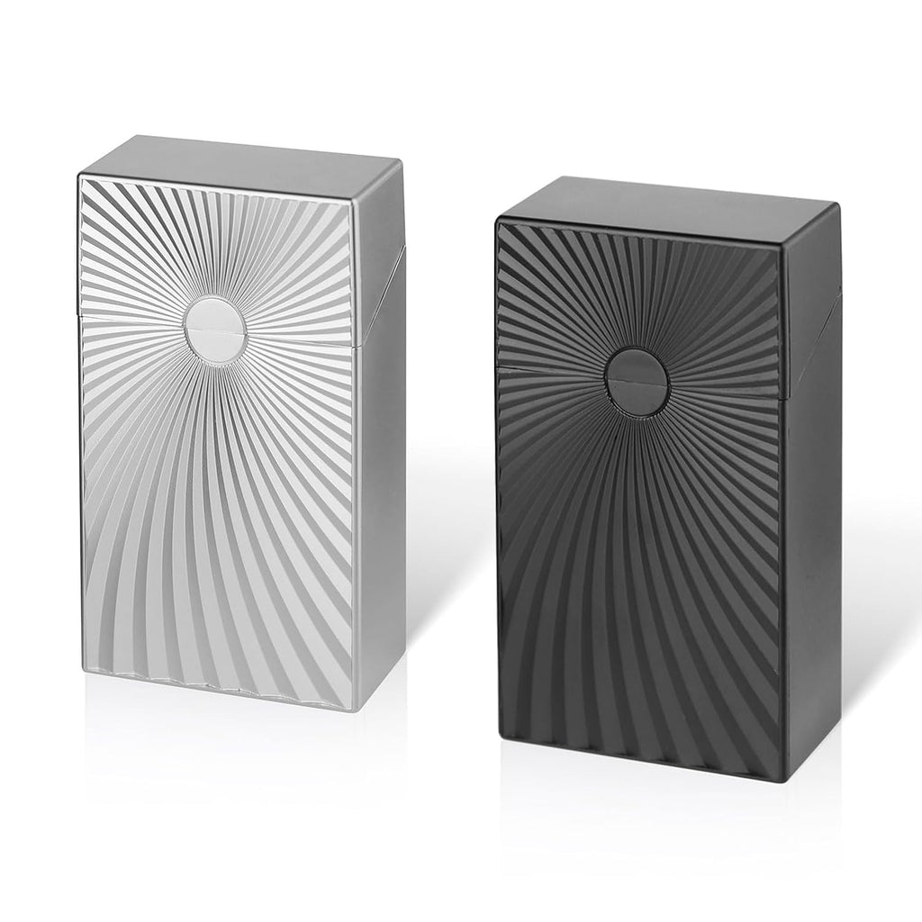 Cigarette Case Box 100Mm Cigarettes 100’S Size Women and Men Perfect Roll Your Own Regular Cigs (2 Boxes Black + Silver, 100Mm)