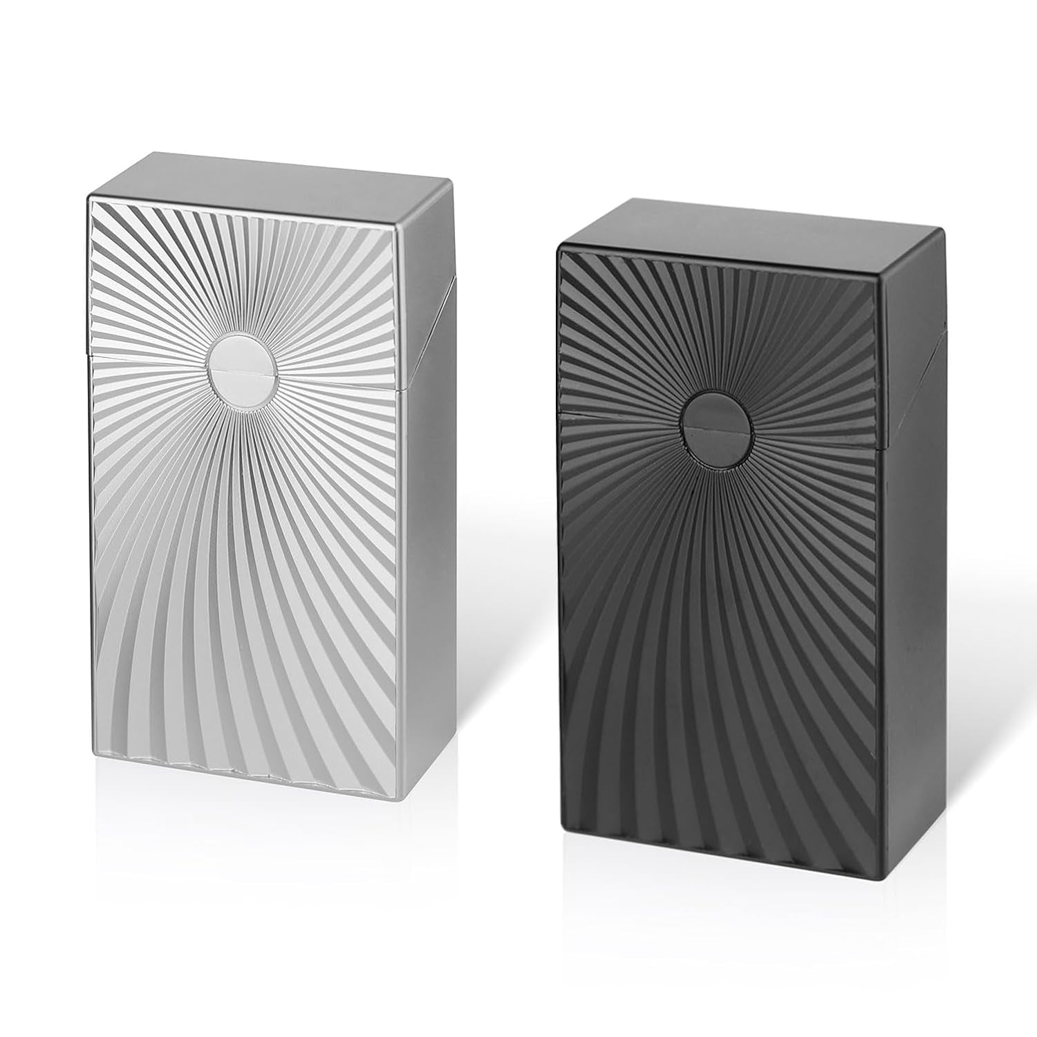 Cigarette Case Box 100Mm Cigarettes 100’S Size Women and Men Perfect Roll Your Own Regular Cigs (2 Boxes Black + Silver, 100Mm)