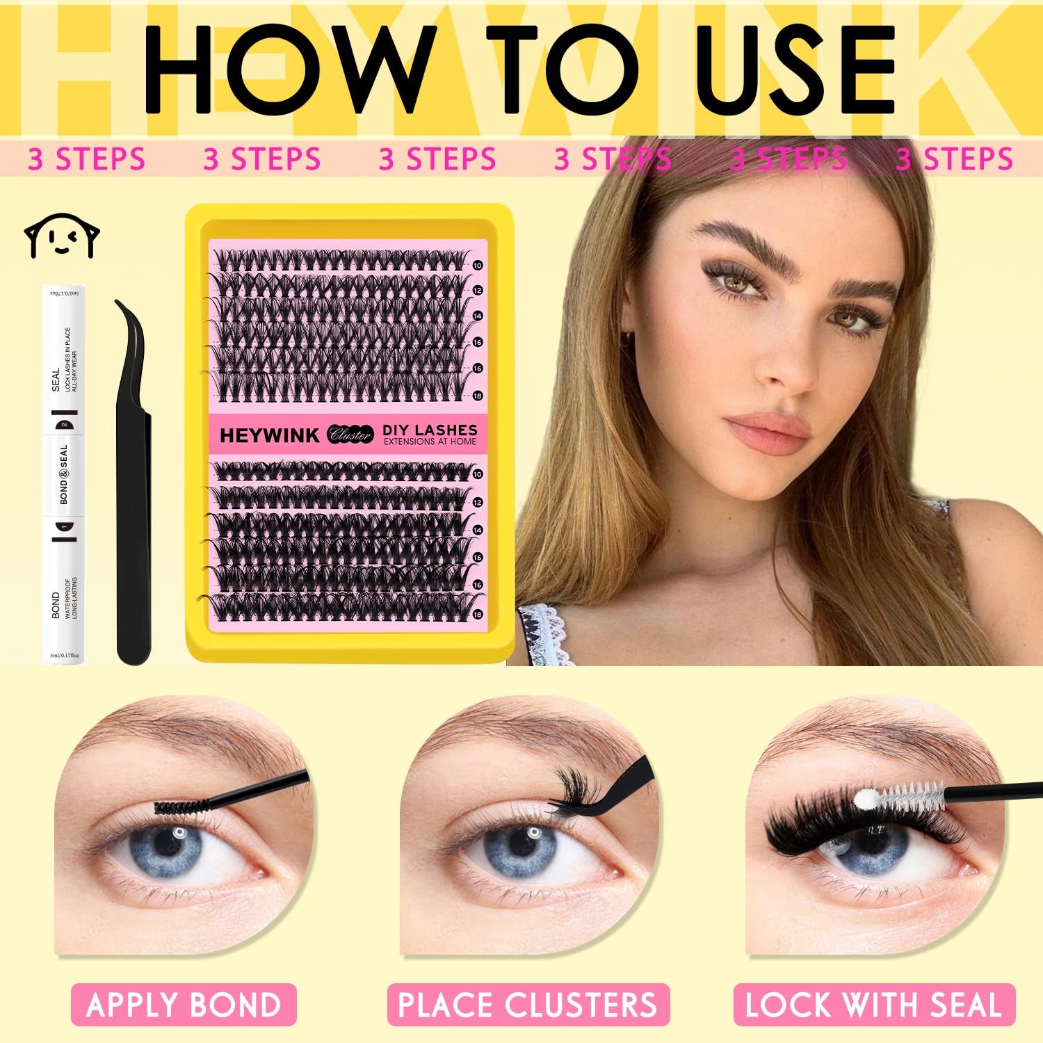DIY Lash Extension Kit Volume Lash Clusters 40D+50D Individual Lashes Lash Clusters Kit Thick Eyelash Extension Kit Thin Band Lashes Cluster Lash Bond and Seal Tweezers(40D+50D 10-18MM Kit)