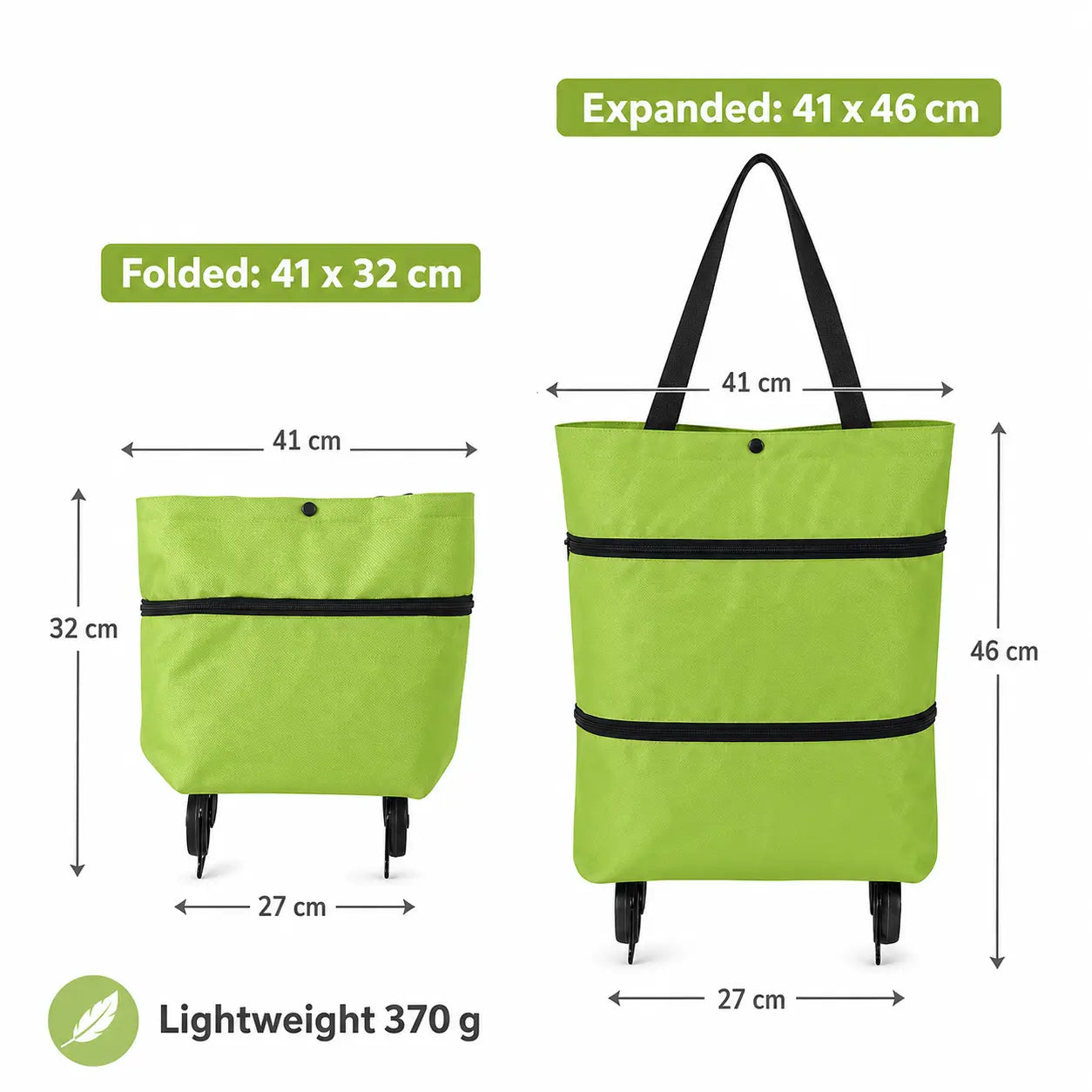 Foldable Rolling Shopping Bag with Wheels, Reusable Grocery Tote Cart, Lightweight Oxford Cloth Shopping Bag with Handles for Groceries, Laundry, Travel and Errands