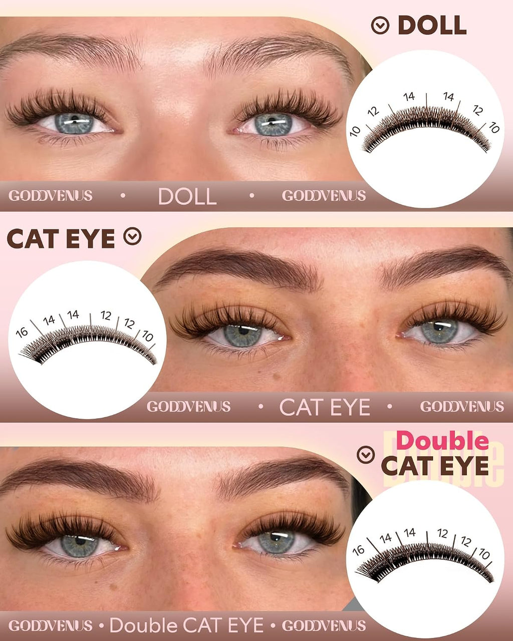 Brown Wispy Eye Lash Clusters Kit Natural Cluster Eyelash Extensions Kit False Eyelash Clusters Fluffy DIY Individual Lash Extensions Kit C Curl