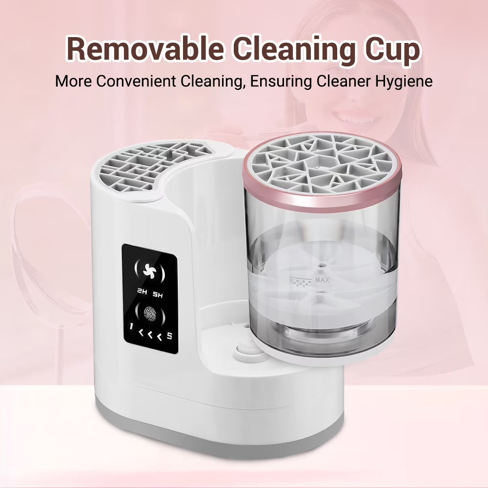 3 in 1 Electric Makeup Brush Cleaner and Dryer, Automatic USB Cosmetic Brush Cleaning Machine with Holder for Deep Cleaning Makeup Brushes, Portable Beauty Essential for Travel Daily Use