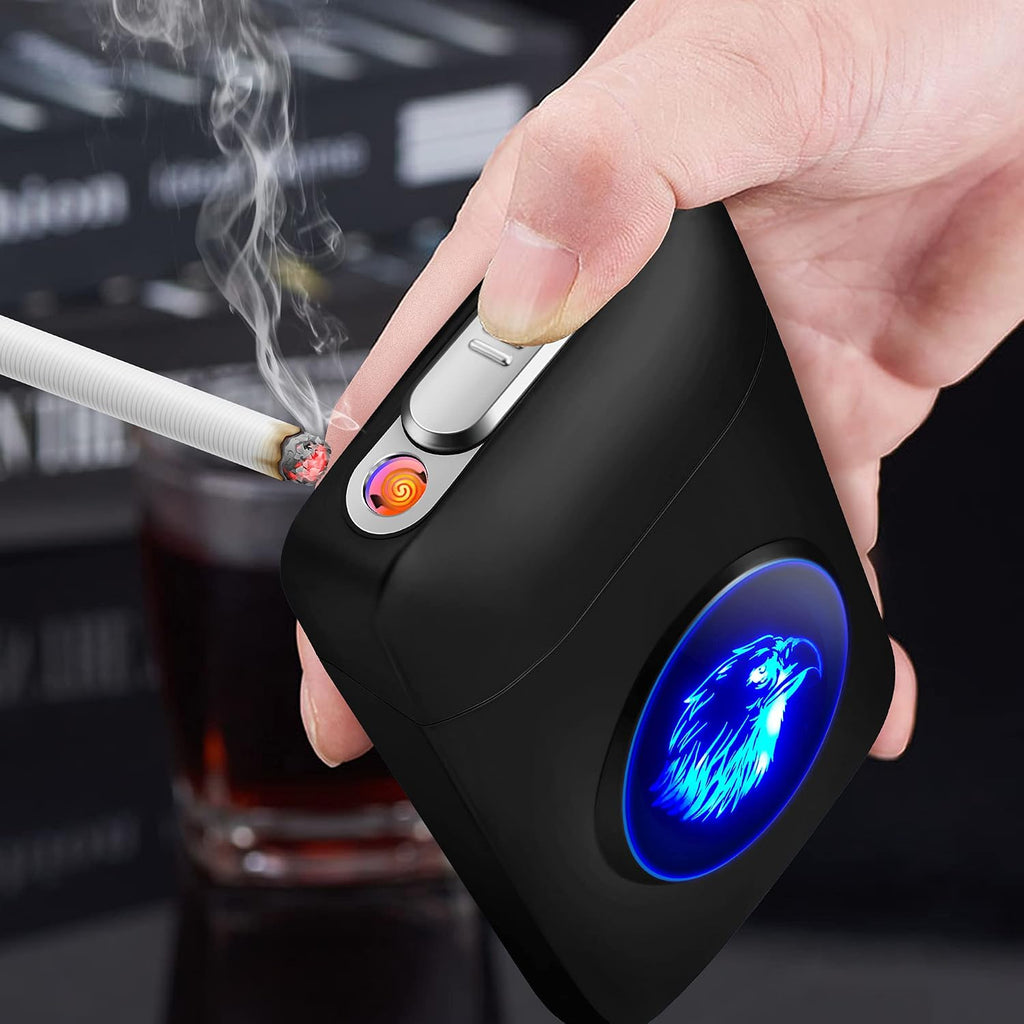 XL666 Cigarette Case with Lighter, 18Pcs 84Mm King Size Cigarettes Holder, Smell Proof, LED Screen, Father'S Day Gift for Men Dad
