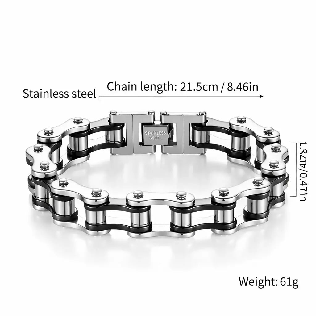 Trendy Hip Hop Punk Motorcycle Chain Bracelet, Fashion Street Style Men'S Versatile Link Bracelet, Cuban Link Bracelet, Stylish Jewelry Accessory(8.5Inch)